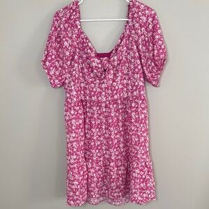 LC Lauren Conrad Hot Pink and White Floral Tie-Front Dress